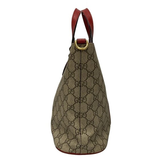 Auth GUCCI GG Supreme 473887 Beige Red Pink PVC Leather - Tote Bag - Picture 4 of 16
